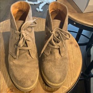 Grey suede lace up booties